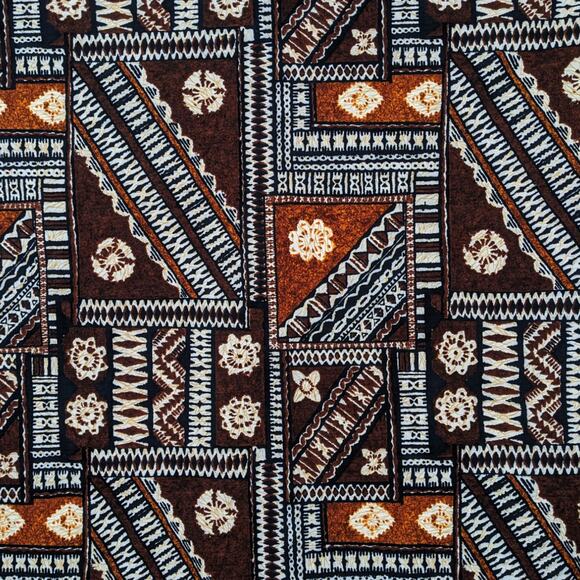4 3/8 Yds Tiki Tapa Pattern GORDON HAWAIIAN FABRICS Cotton Barkcloth Vintage 70s - Picture 1 of 5